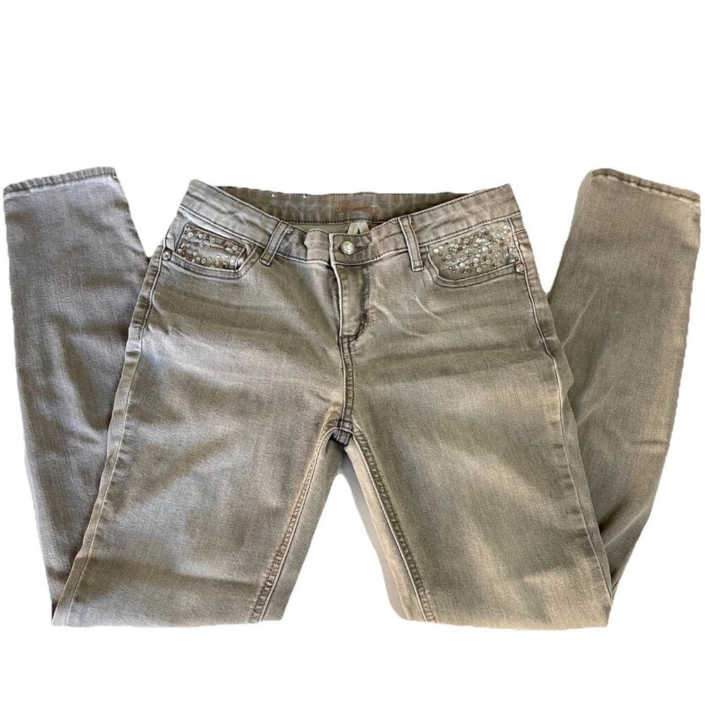 Candies Women’s Rhinestone Embellished Gray Jeggings Jeans 7